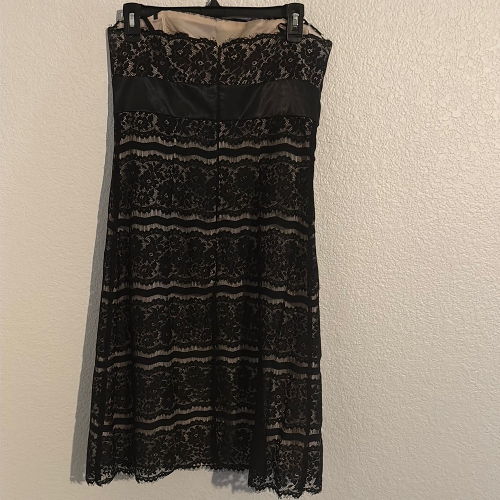 Chic Black Lace Strapless Dress - Picture 3 of 4